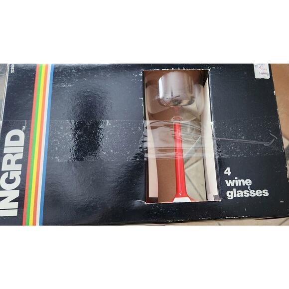 ingrid wine Vintage 4 Blue Stemmed - Picture 1 of 2